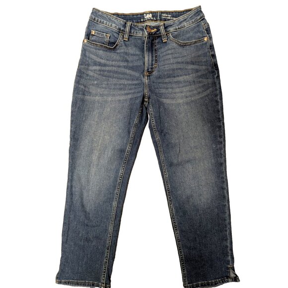 Lee Riders Women's Midrise Capri Jeans Size 4M Blue Stretch Denim Cropped Pants - Picture 2 of 11